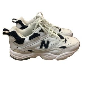 New Balance 609 Leather Cross Trainers/Sneakers~Wht/Blue~Mens 10.5 2E Wide~NEW!